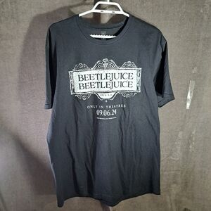 Beetlejuice Beetlejuice Black and White Pre-Movie Release Graphic Promo Tee VG L